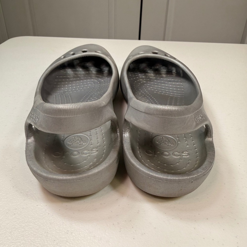 Crocs Kadee Slingback Flats Metallic Silver Comfort Comfort Water Shoes Size 11 - Picture 5 of 10